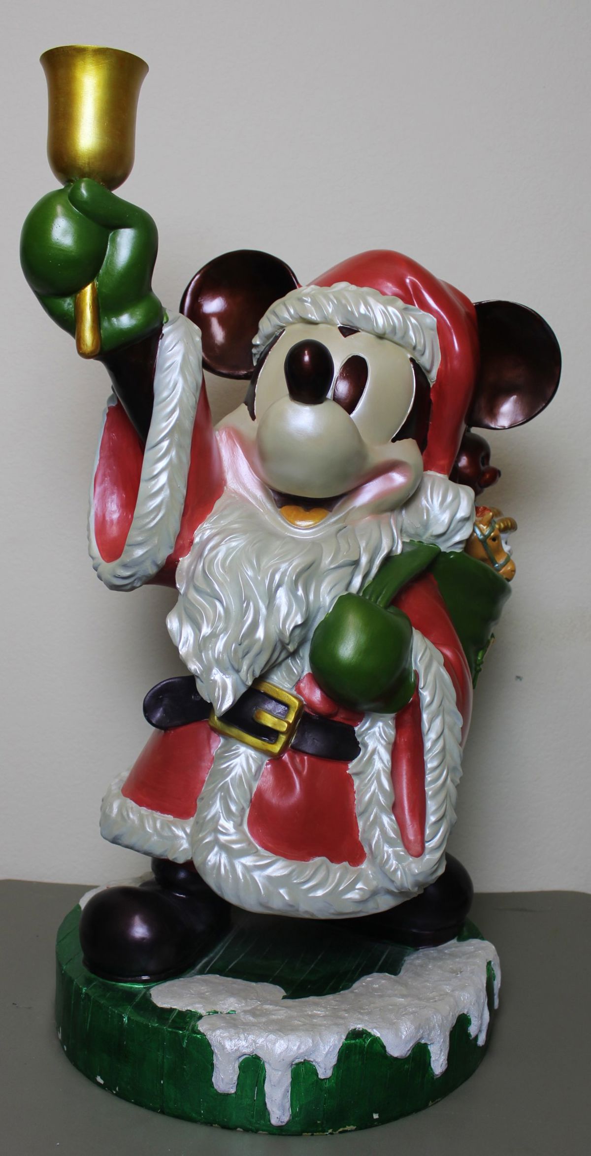 Disney Santa Mickey Mouse Christmas Statue with Bell – 36” Tall